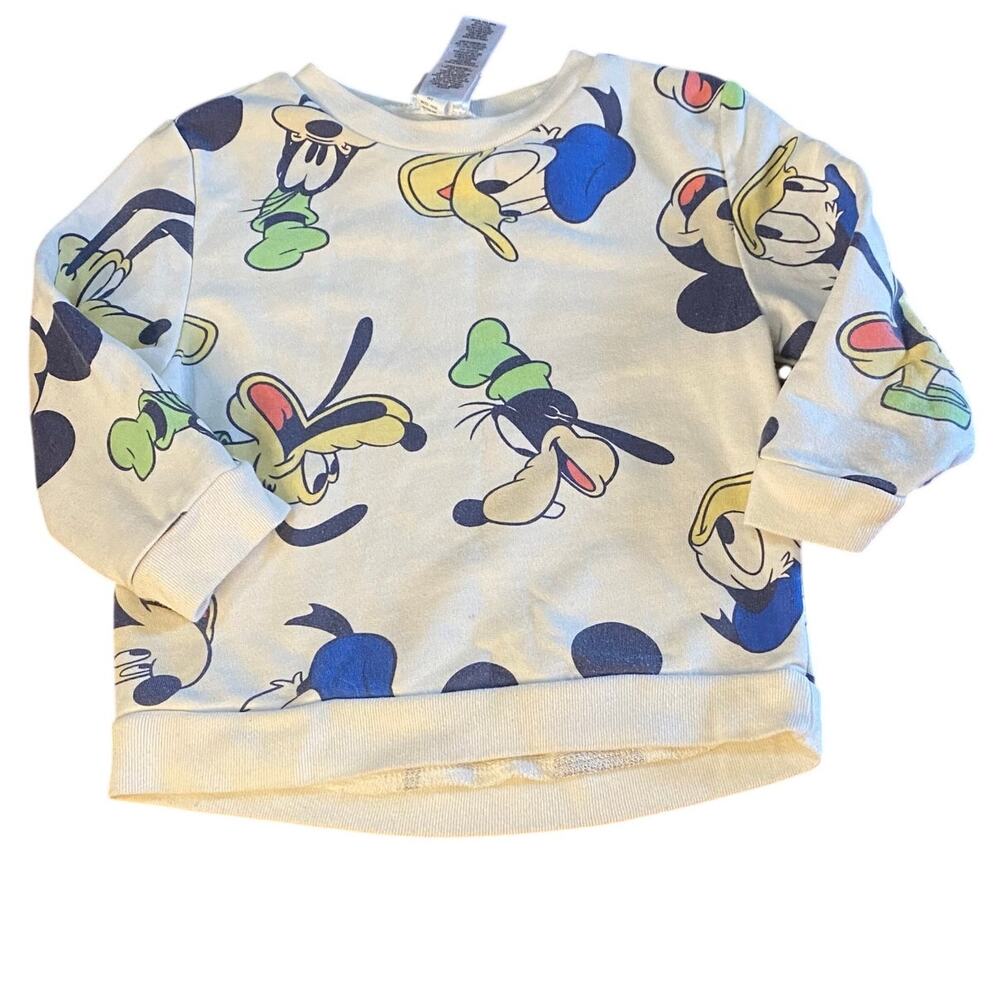 Disney Mickey Mouse Goofy Donald‎ Duck white pullover crew sweatshirt SIZE 2T
